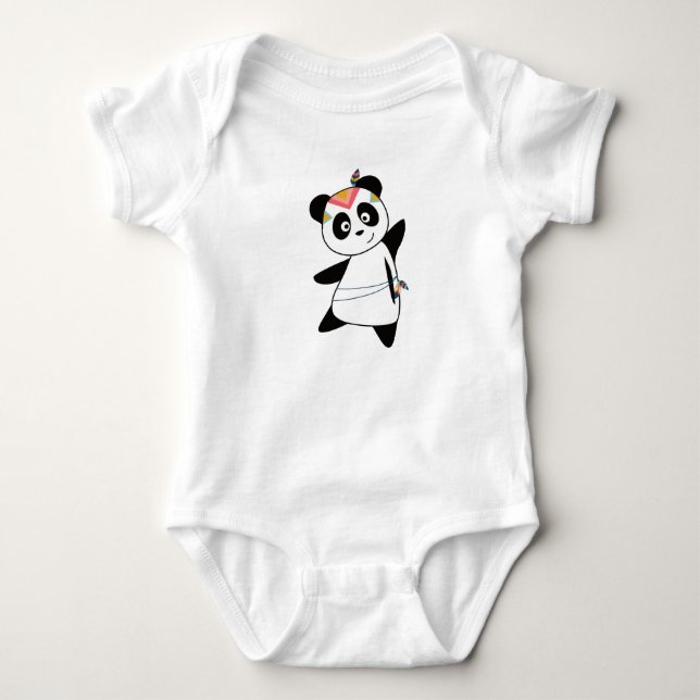 Body Para Bebê Urso Panda Indiano Moda Teddy Pena Fofo (Frente)