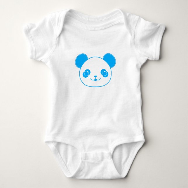 Body Para Bebê Urso Panda Kawaii Azul (Frente)