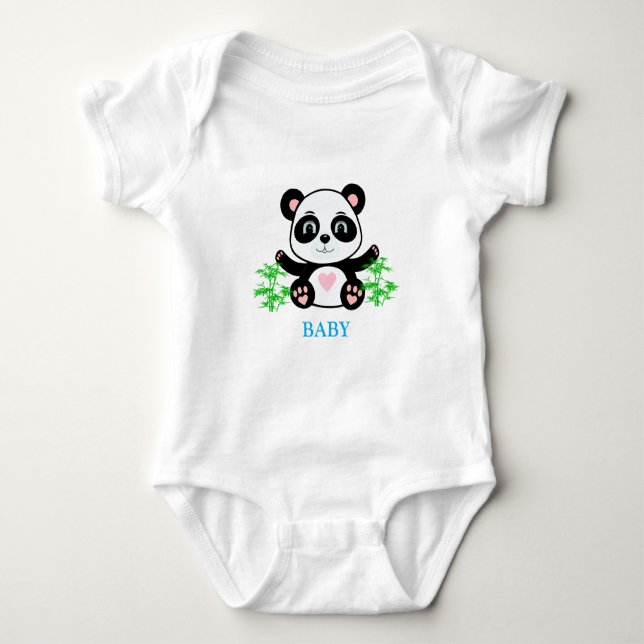 Body Para Bebê Urso Panda & Plantas de Bambu (Frente)