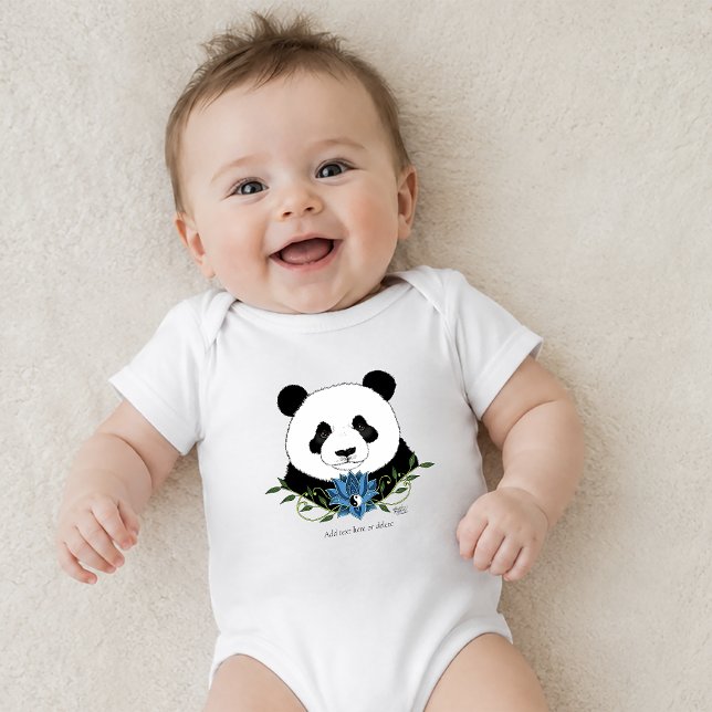 Body Para Bebê Urso Panda Zen Lótus Azul Yin Yang Verde (Criador carregado)