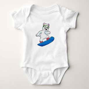 Body Para Bebê Urso polar como Snowboarder com Snowboard