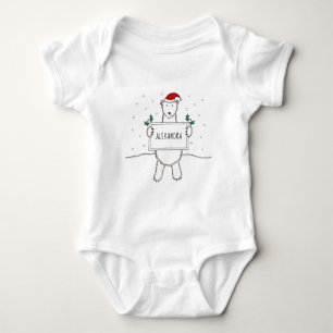Body Para Bebê Urso Polar de Natal Bonito Personalizado