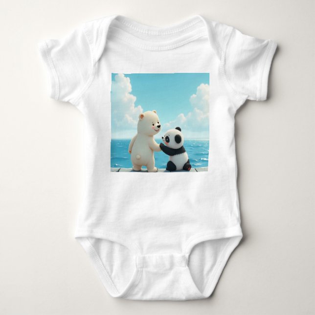 Body Para Bebê Urso polar e panda bebê (Frente)