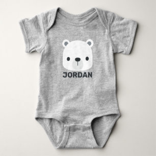 Body Para Bebê Urso Polar Fofo com Nome Personalizado