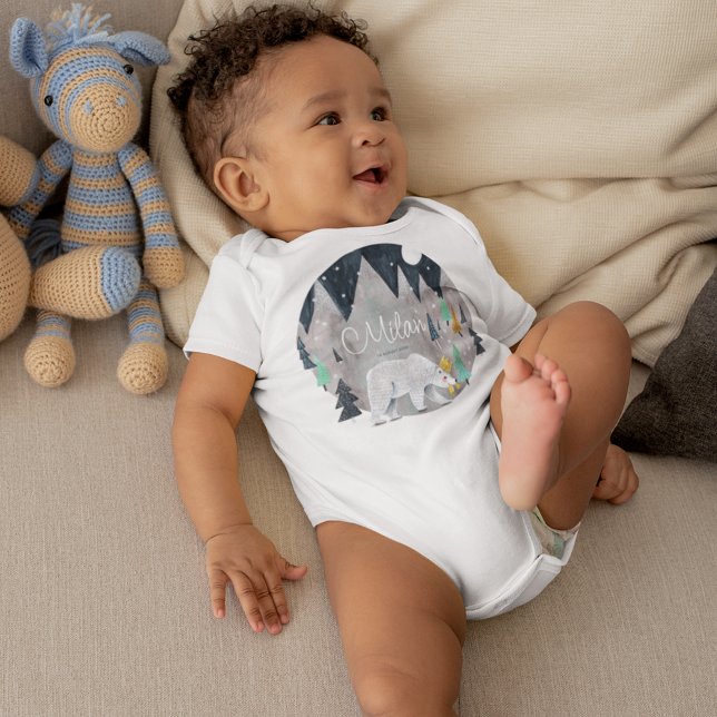Body Para Bebê Urso Polar Fofo com Nome Personalizado (Criador carregado)