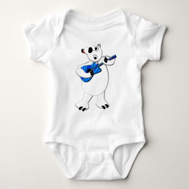 Body Para Bebê Urso Polar Rockin' com Violão (Frente)
