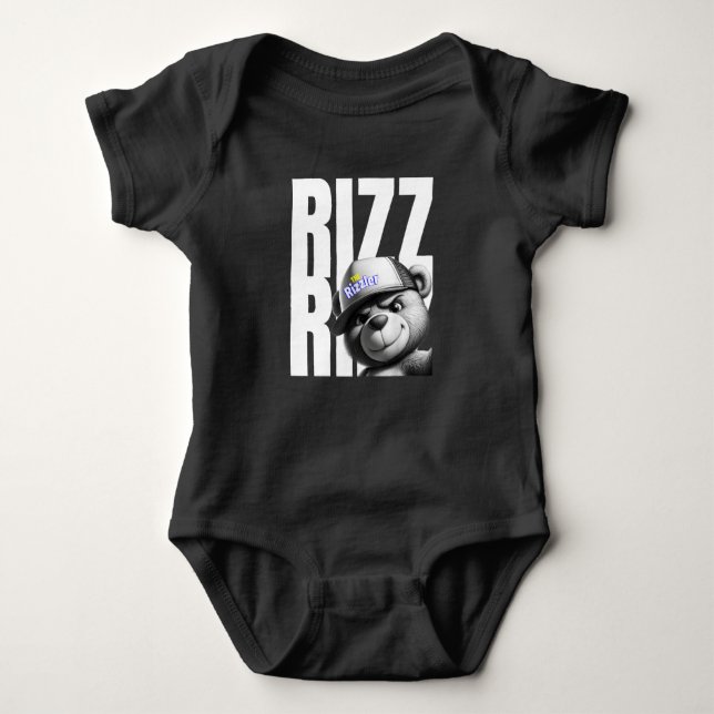 Body Para Bebê Urso Rizzly O Rizzer Rizzing Conseguiu Rizz (Frente)