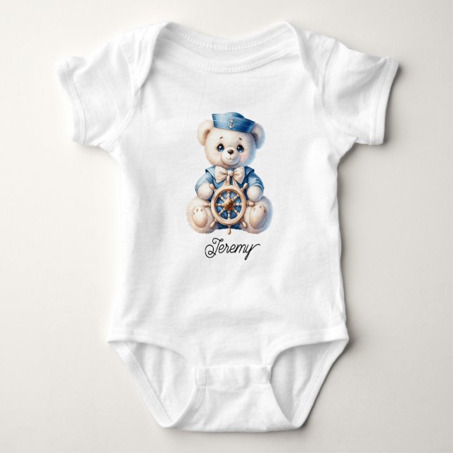 Body Para Bebê Urso Teddy Marinheiro Fofo (Frente)