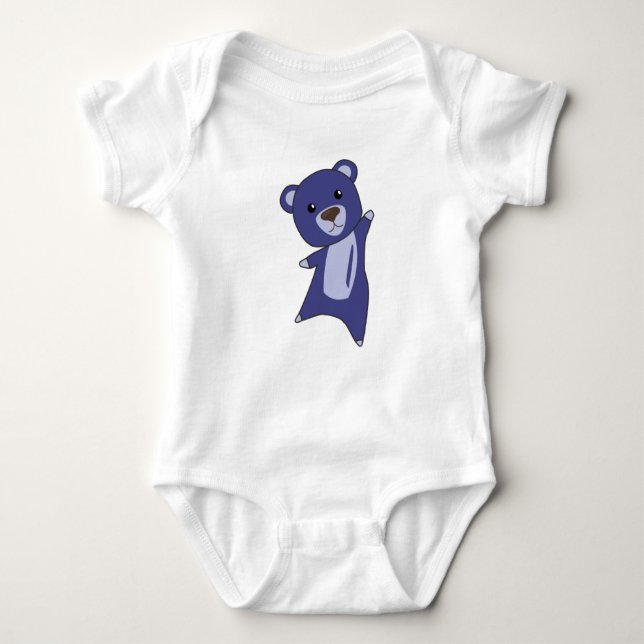 Body Para Bebê Urso Ursinho de Pelúcia Ursinho Urso Azul Animais  (Frente)