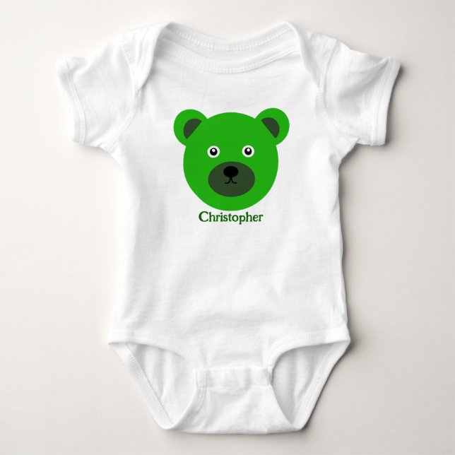 Body Para Bebê Urso Verde Fofo (Frente)
