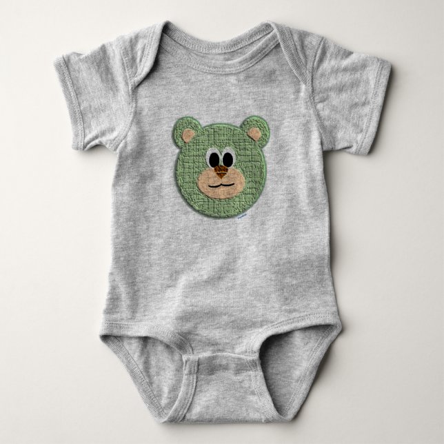 Body Para Bebê Urso Verde Texturizado (Frente)