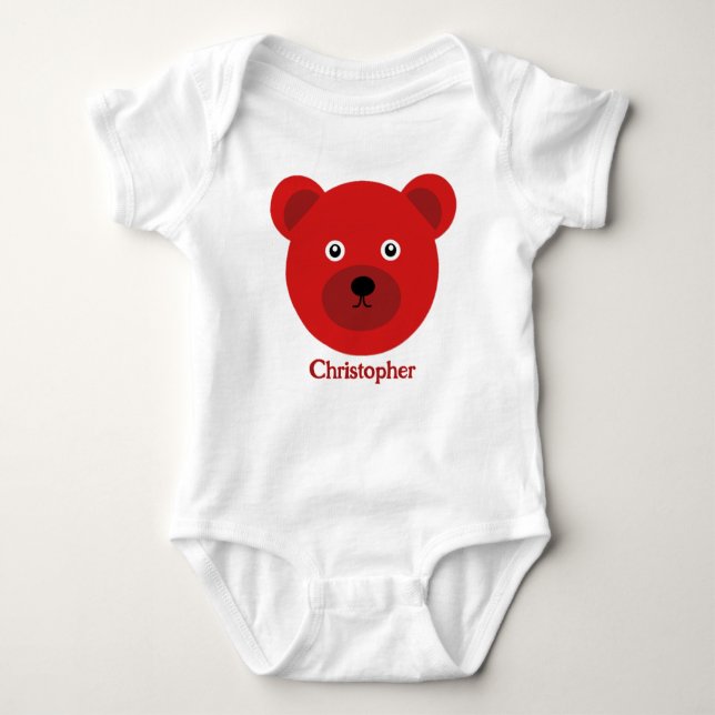 Body Para Bebê Urso Vermelho Bonito (Frente)
