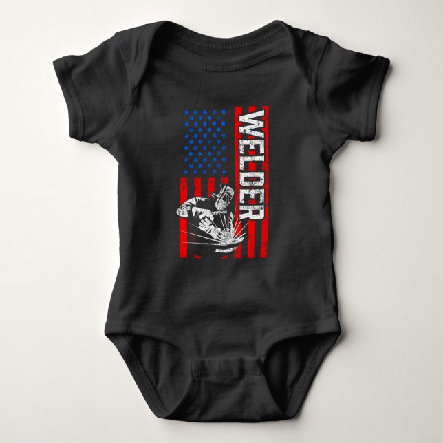 Body Para Bebê USA American Welder Proud Husband (Frente)