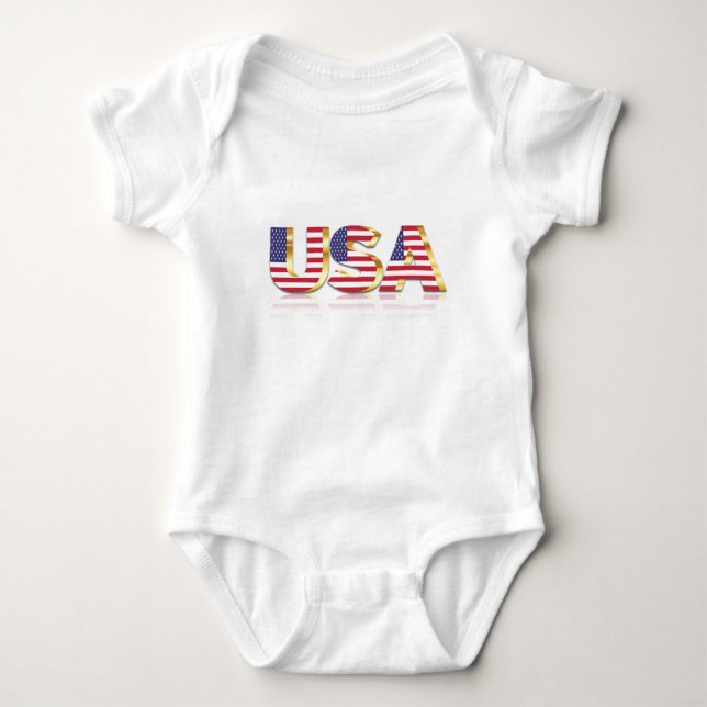 Body Para Bebê USA Flag Baby Bodyfato ou T-Shirt (Frente)