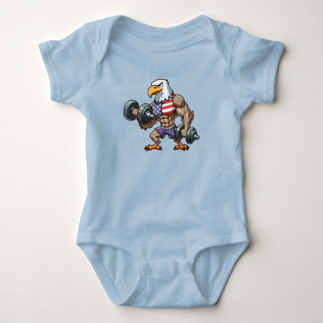 Body Para Bebê USA/patriotic weightlifting bald eagle (Frente)