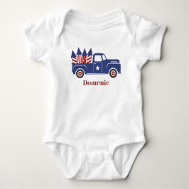 Body Para Bebê USA Vintage Truck Blue e Red Firecracker