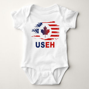 Body Para Bebê USEH Half Canadian American Canada USA Flag United