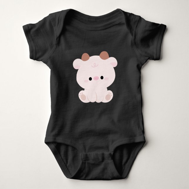 Body Para Bebê Vaca branca (Frente)