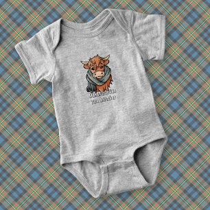 Body Para Bebê Vaca das Terras Altas com Cachecol Xadrez Antigo M