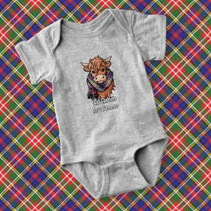 Body Para Bebê Vaca das Terras Altas com Cachecol Xadrez Christie