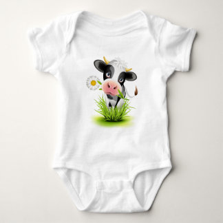 Body Para Bebê Vaca de Holstein na relva