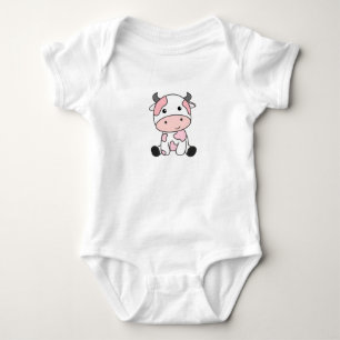 Body Para Bebê Vaca de Morango Cuja Vaca De Morango Cor-De-Rosa R