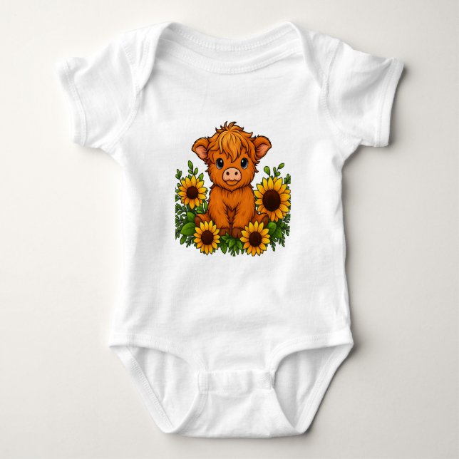 Body Para Bebê Vaca Fofa com Girassóis (Frente)