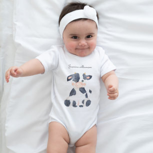 Body Para Bebê Vaca fofa em letra cursiva aquarela estilosa