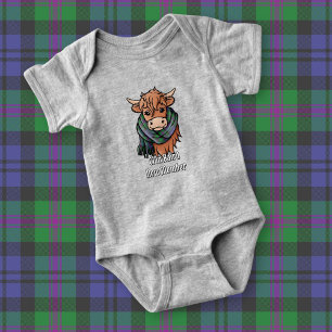Body Para Bebê Vaca Highland com Baird Tartan Scarf