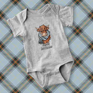 Body Para Bebê Vaca Highland com Bell Tartan Scarf