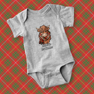 Body Para Bebê Vaca Highland com Bruce Tartan Scarf