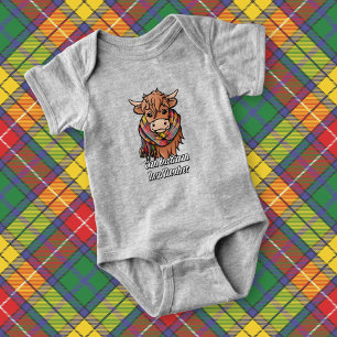 Body Para Bebê Vaca Highland com Buchanan Tartan Scarf