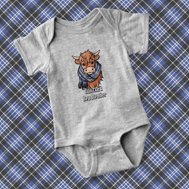 Body Para Bebê Vaca Highland com Clark Tartan Scarf (Criador carregado)