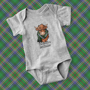 Body Para Bebê Vaca Highland com Cockburn Tartan Scarf