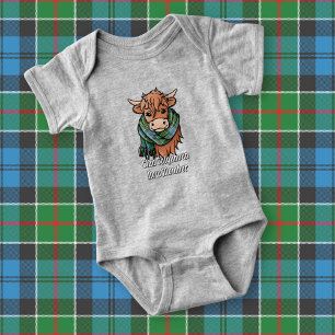 Body Para Bebê Vaca Highland com Colquhoun Tartan Scarf