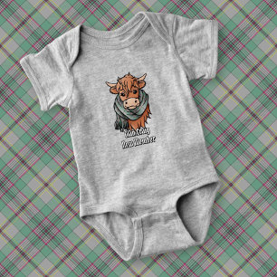 Body Para Bebê Vaca Highland com Craig Tartan Scarf