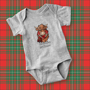 Body Para Bebê Vaca Highland com Cumming Tartan Scarf