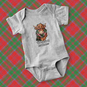 Body Para Bebê Vaca Highland com Drummond Tartan Scarf