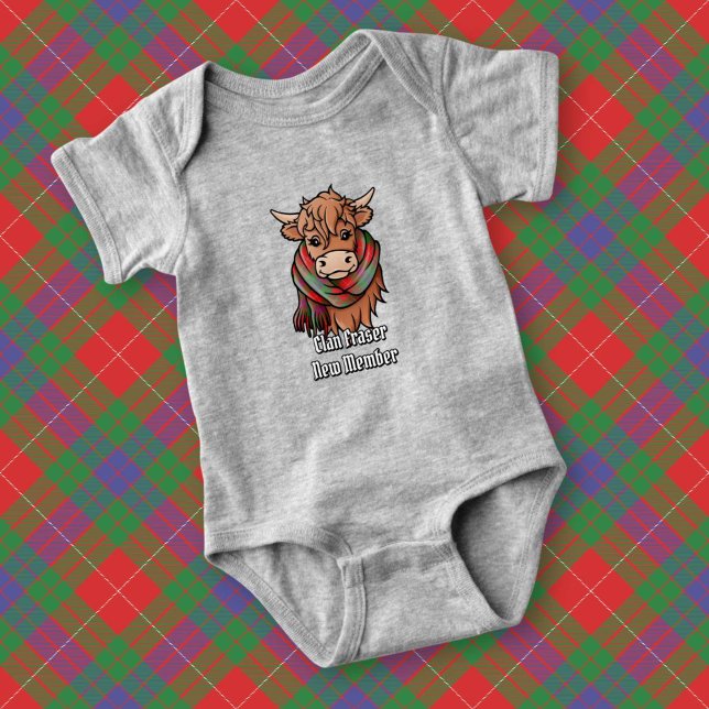 Body Para Bebê Vaca Highland com Fraser Tartan Scarf (Criador carregado)