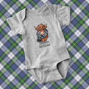 Body Para Bebê Vaca Highland com Gordon Dress Tartan Scarf