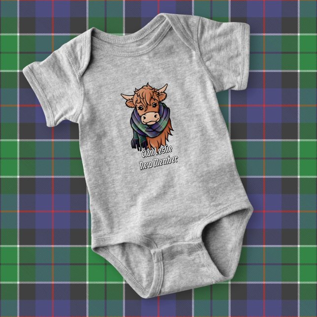 Body Para Bebê Vaca Highland com Leslie caçando Tartan Scarf (Criador carregado)