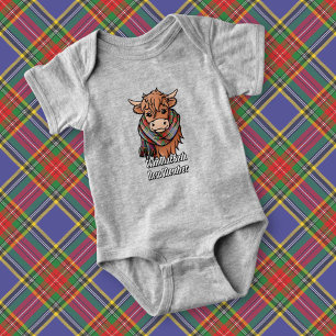 Body Para Bebê Vaca Highland com MacBeth Tartan Scarf