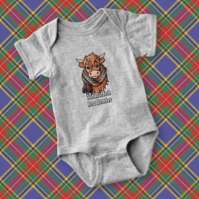 Body Para Bebê Vaca Highland com MacBeth Tartan Scarf (Criador carregado)