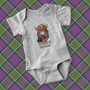 Body Para Bebê Vaca Highland com MacDonald do Clanranald Scarf