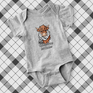 Body Para Bebê Vaca Highland com MacFarlane Black e White Scarf