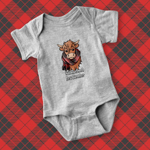 Body Para Bebê Vaca Highland com MacLeod de Raasay Tartan Scarf