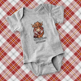 Body Para Bebê Vaca Highland com MacPherson Red Vress Scarf