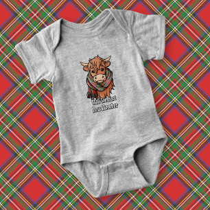 Body Para Bebê Vaca Highland com o Royal Stewart Tartan Scarf