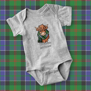 Body Para Bebê Vaca Highland com Paterson Tartan Scarf