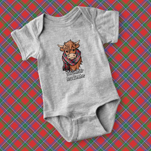 Body Para Bebê Vaca Highland com Sinclair Red Tartan Scarf